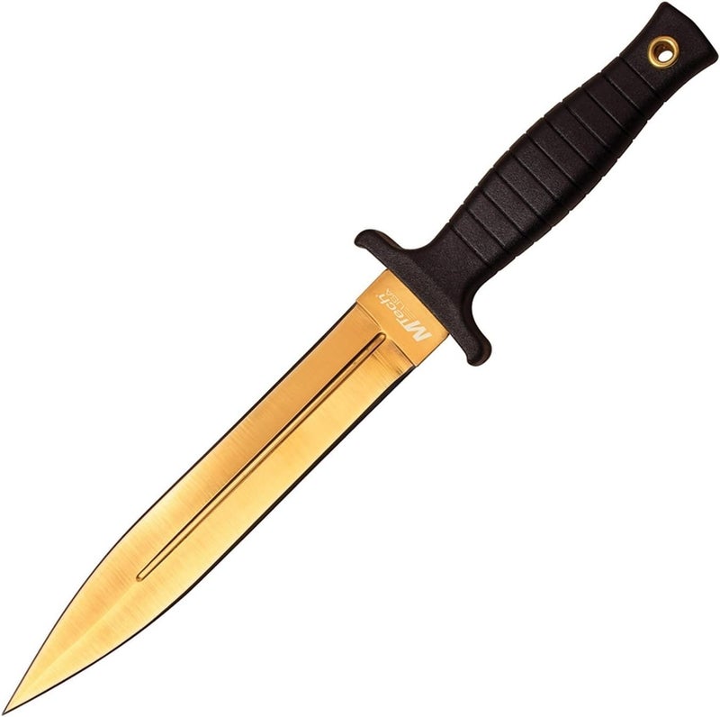 – Fixed Blade Knife – Gold TiNite Coated Stainless Steel Blade with Black ABS Handle, Includes Black Nylon Sheath - Hunting, Camping, Survival, EDC – MT-20-77GD